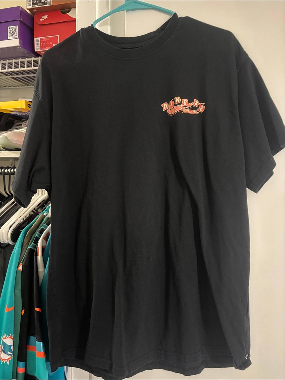 Black Graphic Short-Sleeve T-Shirt with Small Chest Logo